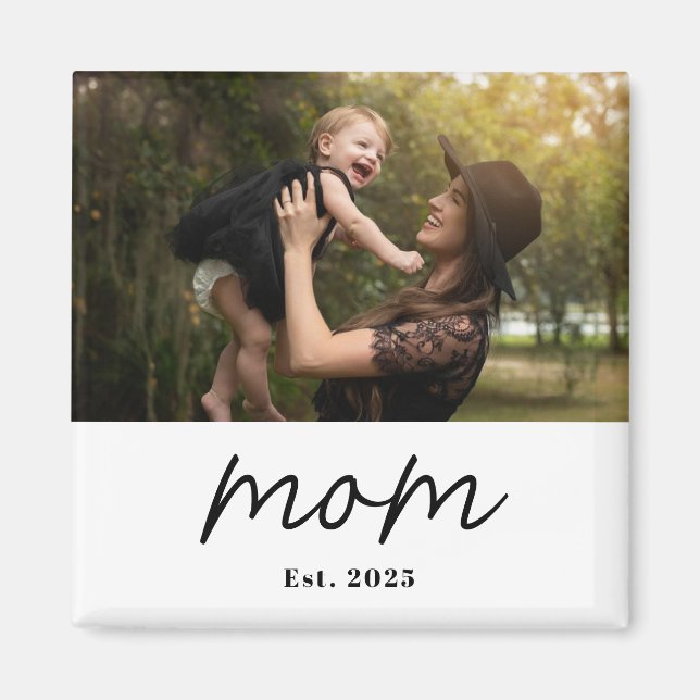 Mom Established Photo Gift Magnet (Front)