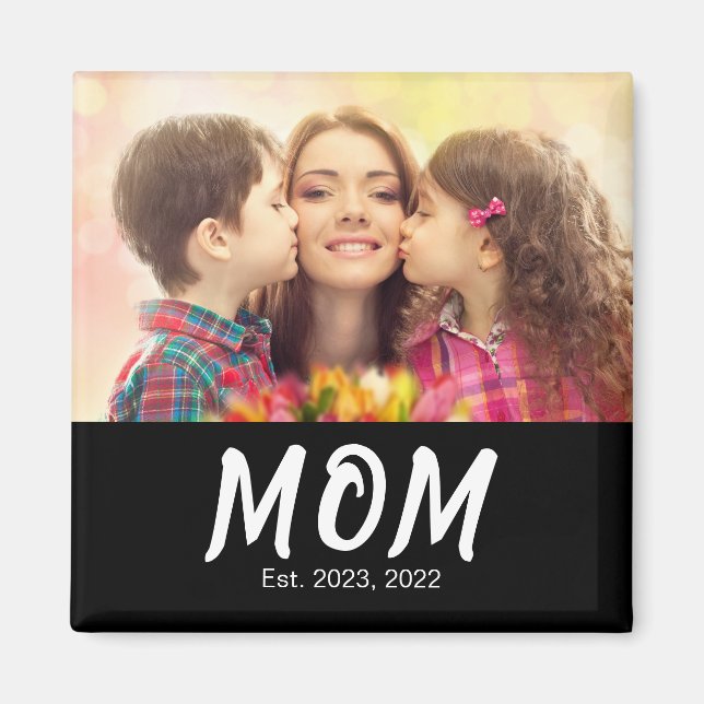 Mom Established Photo Gift Magnet (Front)