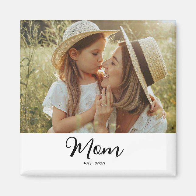 Mom Established Photo Gift  Magnet (Front)