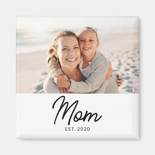 Mom Established Photo Gift Magnet (Front)