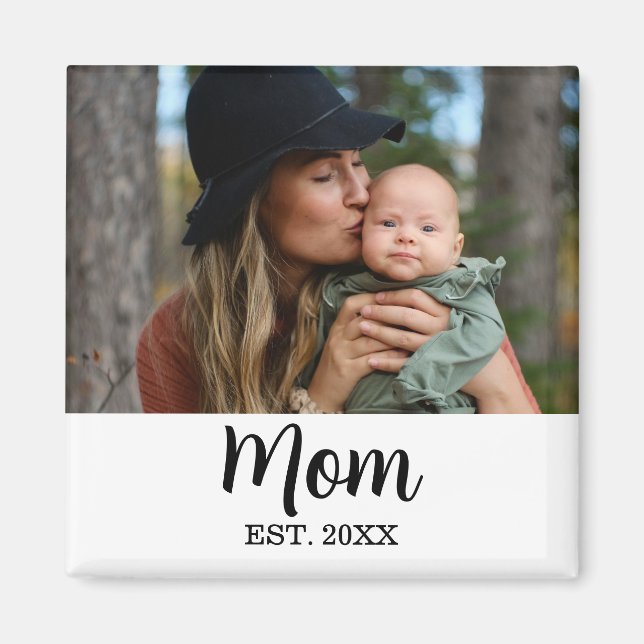 Mom Established Photo Mother's Day  Magnet (Front)