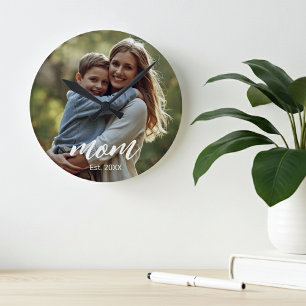 Mom Established Photo Mother's Day Round Clock
