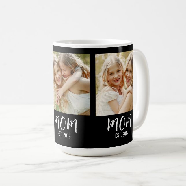 Mom Established Script Black 3 Photo  Coffee Mug (Front Right)