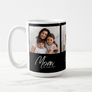 Mom Established Script Black 3 Photo Coffee Mug