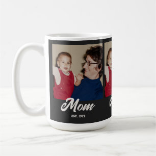 Mom Established Script Black 3 Photo Coffee Mug