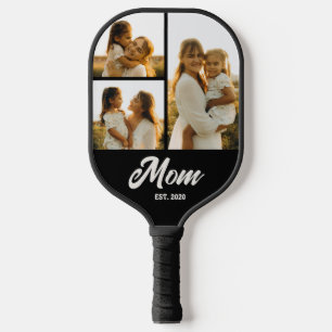 Mom Established Script Black 3 Photo Pickleball Paddle