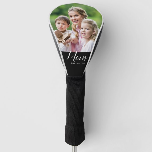 Mom Established Script Black Photo  Golf Head Cover (Front)