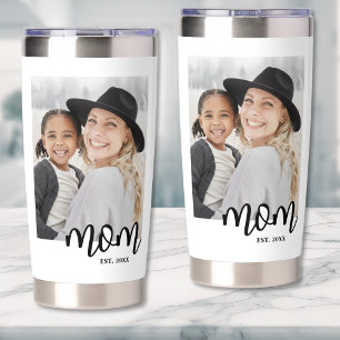 Mom Established Script Photo Gift Insulated Tumbler