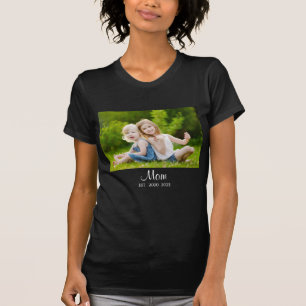 Mom Established Script Photo Mother's Day T-Shirt