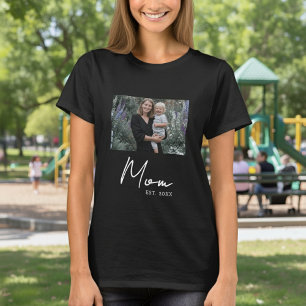 Mom Established Script Photo T-Shirt