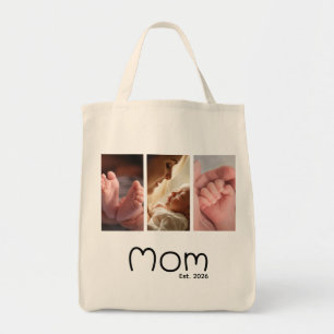Mom Established Script White 3 photo Tote Bag