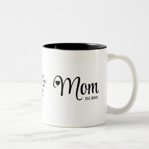 Mom Established Simple Script Mothers Gift Two-Tone Coffee Mug
