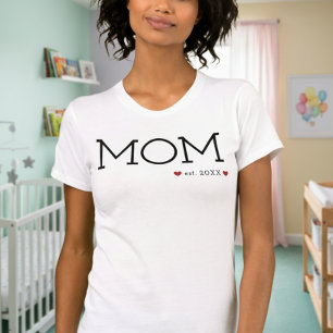 Mom Established Two Hearts Black Minimal T-Shirt