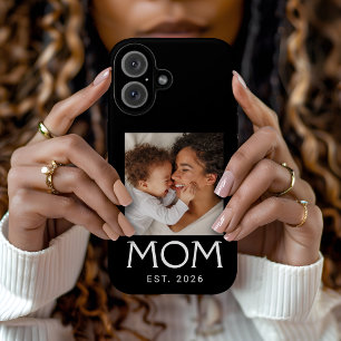 Mom Established Typography Photo Black iPhone 16 Case