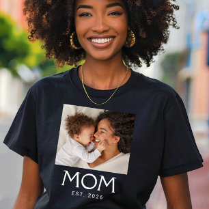 Mom Established Typography Photo T-Shirt