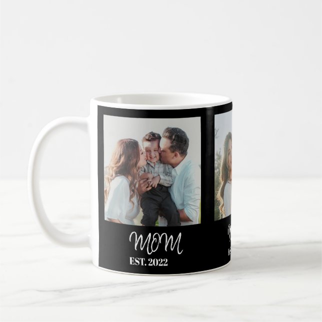 Mom Established, White Script, 3-Photo Coffee Mug (Left)