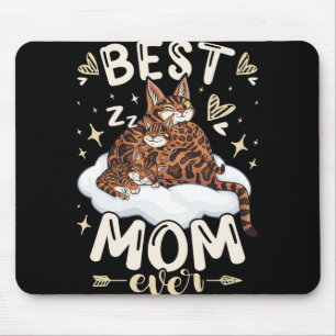 Mom Ever, Bengal Cat 2 Kittens, Mother's Day, Moth Mouse Pad