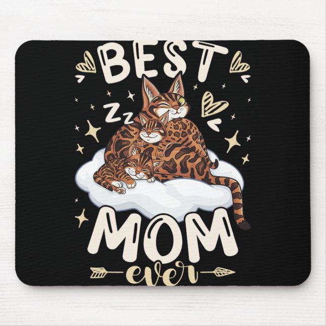 Mom Ever, Bengal Cat 2 Kittens, Mother's Day, Moth Mouse Pad (Front)