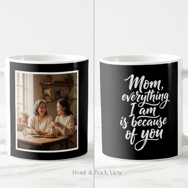 Mom Everything I Am Script Easy 1 Photo Black Coffee Mug (Creator Uploaded)