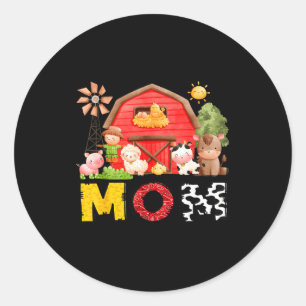 Mom Farm Cow Birthday Boy Matching Family Matching Classic Round Sticker