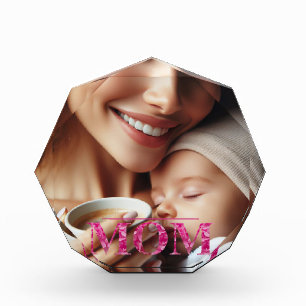 MOM Floral Letter Personalised Octagon Photo Block