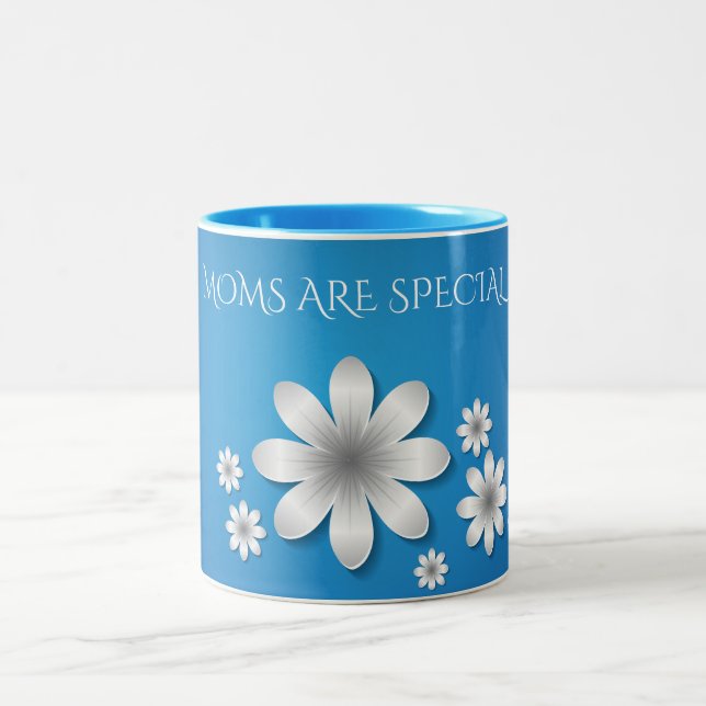 "MOM" flowers coffee two toned mug. Two-Tone Coffee Mug (Center)