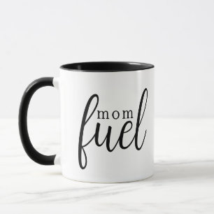 'Mom Fuel' Script Black And White Minimalist Gift Mug