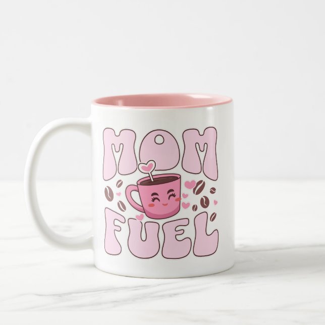 Mom fuel  Two-Tone coffee mug (Left)