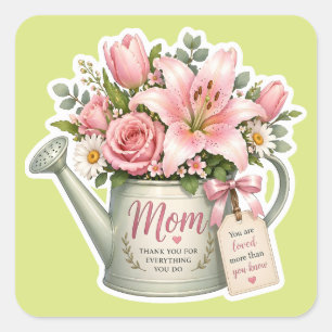 Mom Garden Flowers Square Sticker