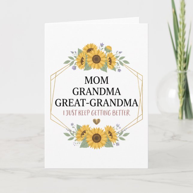 Mom Grandma Great Grandma Floral Family Pride  Card (Front)