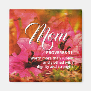 MOM Happy Mother's Day PROVERBS 31 Pink Orange Magnet