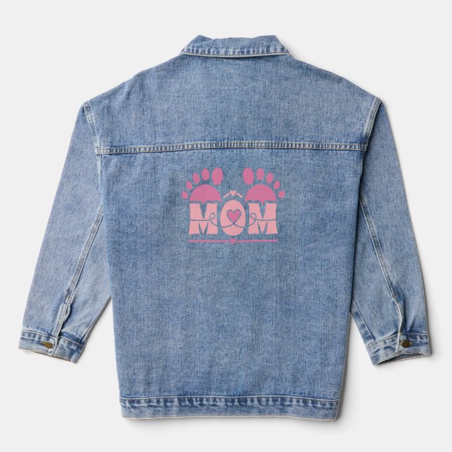 MOM Heart Footprint Denim Jacket (Back)