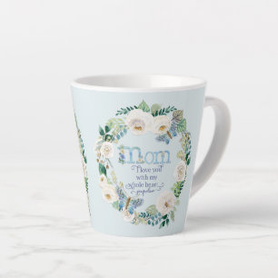 Mom I Love You   Watercolor White Floral Butterfly Latte Mug