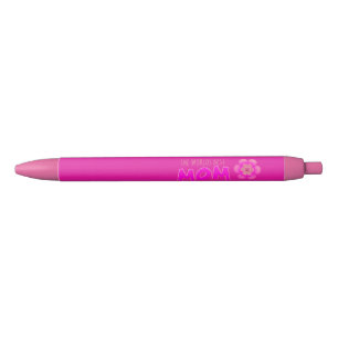 "MOM" In Bright Pink Cute Novelty Text - Black Ink Pen