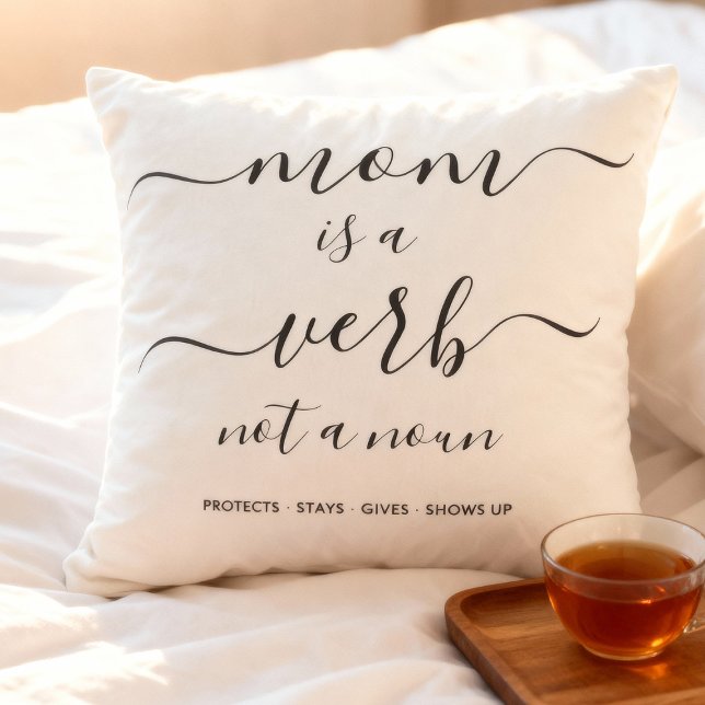 Mom Is a Verb Family Photo Collage Mother Keepsake Cushion (Creator Uploaded)