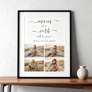 Mom Is a Verb Family Photo Collage Mother Keepsake Poster