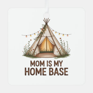 Mom Is My Home Base Metal Tree Decoration