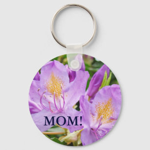 MOM! keychain Purple Lavender Rhododendron Flowers