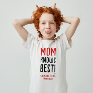 Mom Knows Best Funny Modern Red Black Typography T-Shirt