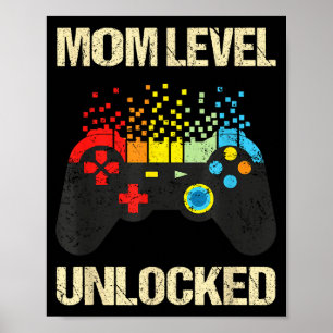 Mom Level Unlocked Funny New Mother Gamer Mothers  Poster