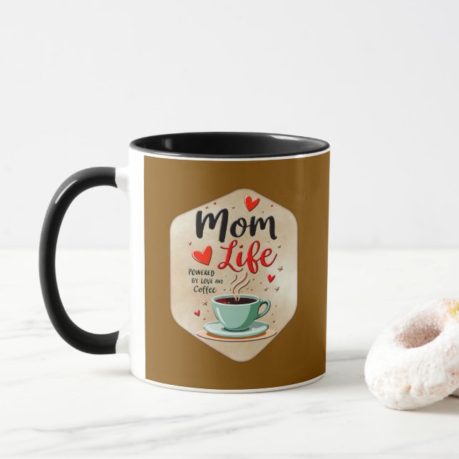 Mom Life Coffee Time – Minimal Design Mug (With Donut)
