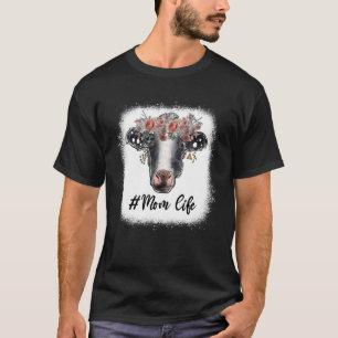 Mom Life Cow Print Flowers for Mother s Day Cow  W T-Shirt