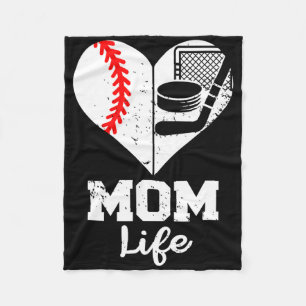 Mom Life Heart Funny Sell Hockey Mom Fleece Blanket