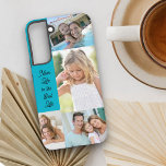 Mom Life is the Best Life 4 Photo Turquoise Samsung Galaxy Case<br><div class="desc">Custom photo phone case with photo collage using 4 of your favorite photos. The mom quote reads "mom life is the best life" which you can edit if you wish. The template was designed to fit the Samsung Galaxy S22 Plus case - if you choose a different size case be...</div>