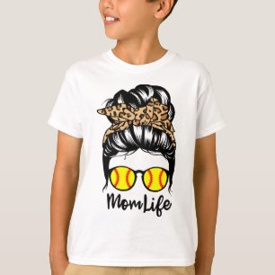 Mom Life Messy Bun Hair Funny Softll Player Mom T-Shirt