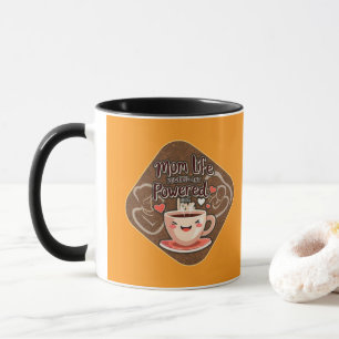 Mom Life Powered by Coffee – Cute Illustration Mug