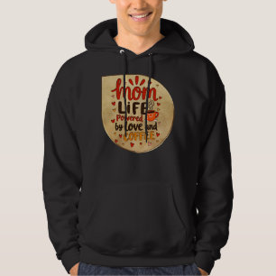 Mom Life Powered by Love and Coffee – Badge Style Hoodie