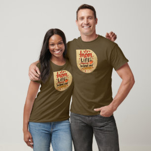 Mom Life Powered by Love and Coffee – Badge Style T-Shirt