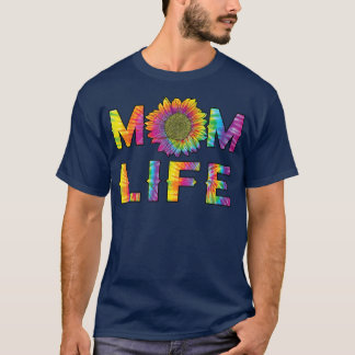 MOM LIFE Shirt Sunflower Tie Dye Hippie Mummy Moth