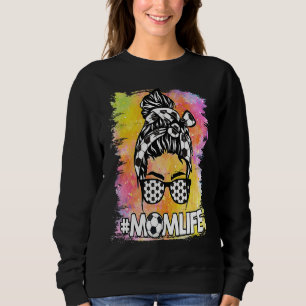 Mom Life Soccer  Messy Bun Hair Sweatshirt
